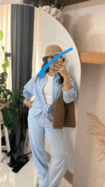 شومیز راه راه آبی - Image 2