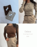 بلوز یقه گرد پلنگی - Image 3