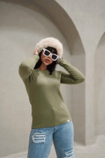 بلوز یقه گرد ملانژ - Image 2